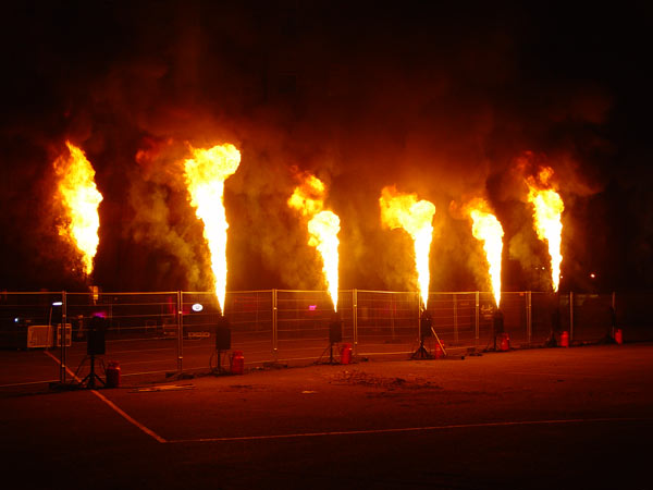 Vulcan flame effects at Battersea Power Station